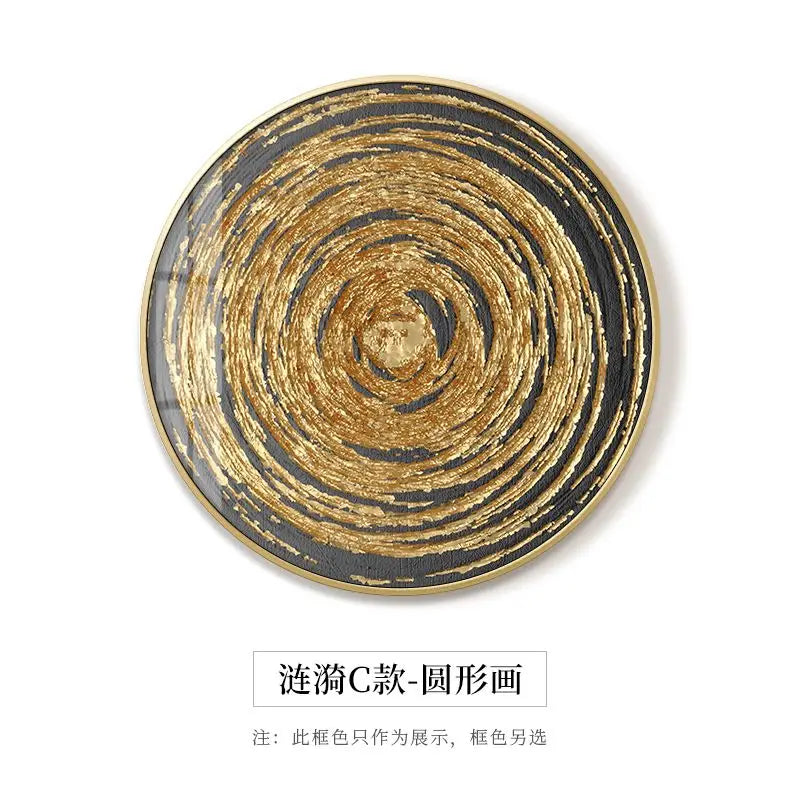 Pintura decorativa abstracta en lámina de oro Decorbites™ para espacios de comedor de lujo