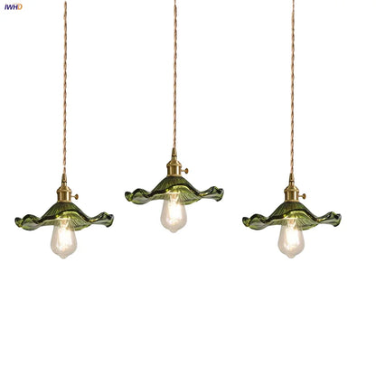 DecorBites™ Green Flower Glass Pendant Light - Modern Kitchen Bar Restaurant Hanging Lamp