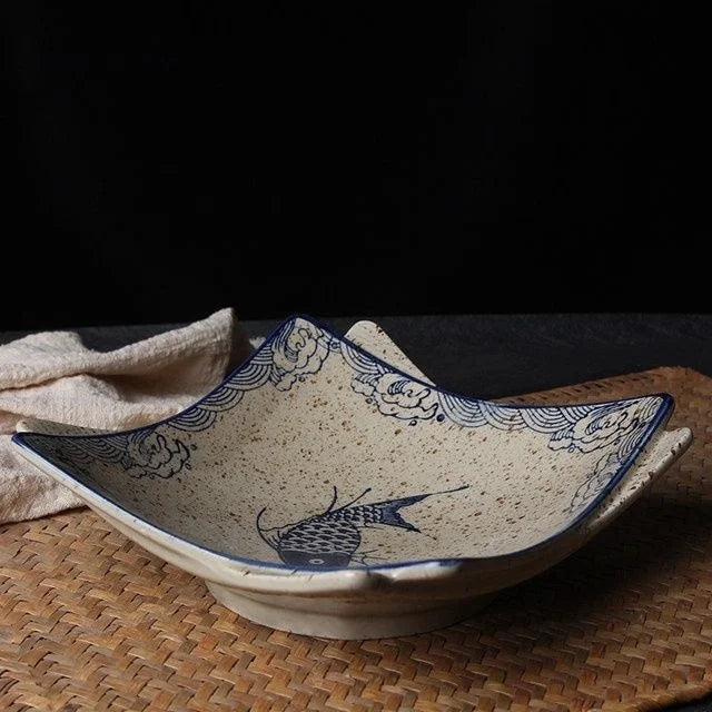 DecorBites™ Japanese Fish Print Ceramic Tableware - Special-shaped Large Dinner Plate Set