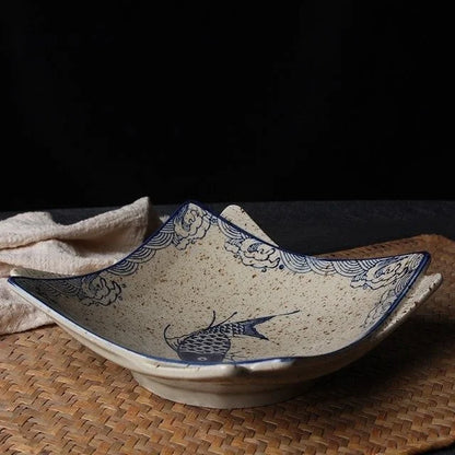 DecorBites™ Japanese Fish Print Ceramic Tableware - Special-shaped Large Dinner Plate Set