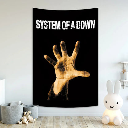 Decobites System Of A Down Rock Band Tapestry - Bohemian Room Decor Polyester Banner