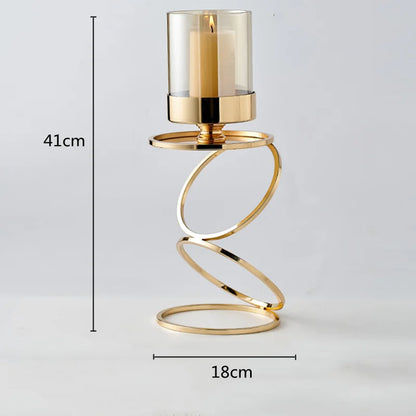 Portavelas de cristal con marco metálico dorado DecorBites™ - Centros de mesa para bodas y decoración del hogar