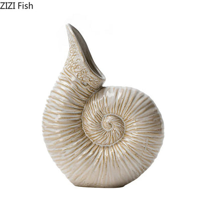 DecorBites™ Conch Ceramic Vase for Aesthetic Desk Decor and Flowers Arrangement