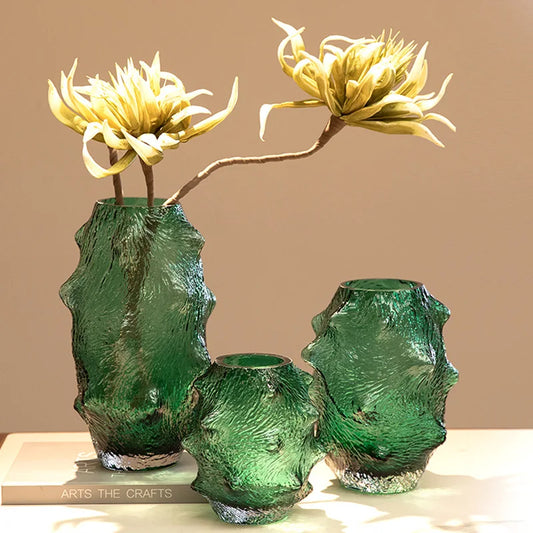 DecorBites™ Green Sea Cucumber Glass Vase Terrarium for Home Decoration