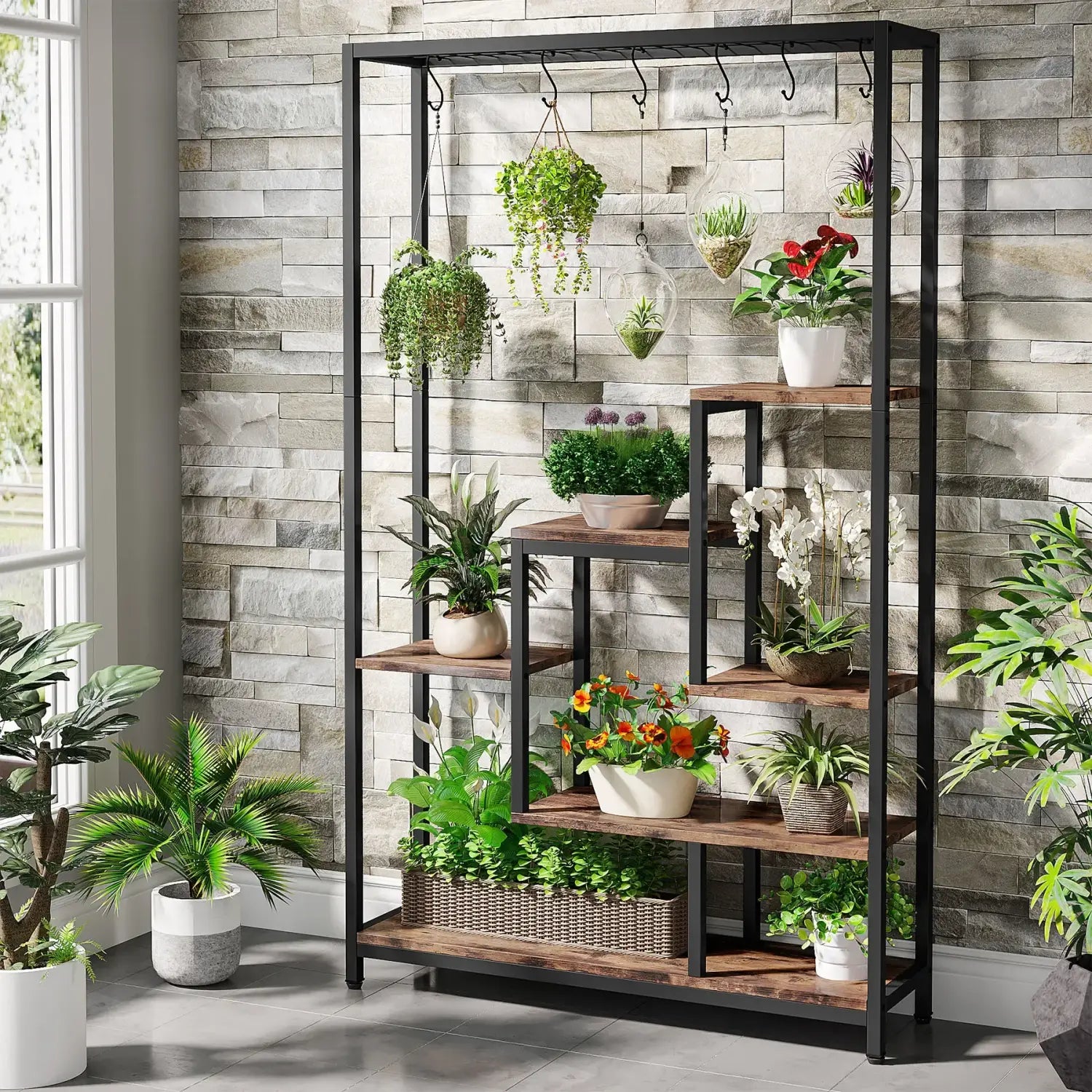 DecorBites™ Modern 5-Tier Tall Metal Plant Stand