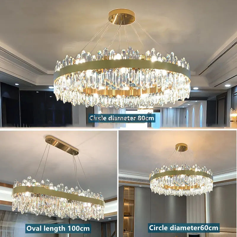 LED Crystal Pendant Light Oval 100cm Design