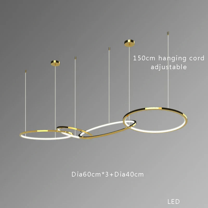 Lámpara colgante DecorBites™ de silicona y acero inoxidable dorado - Moderna lámpara LED redonda