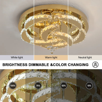 DecorBites™ Crystal Drop Chandelier Ceiling Light with RC Dimming for Modern Home Decor