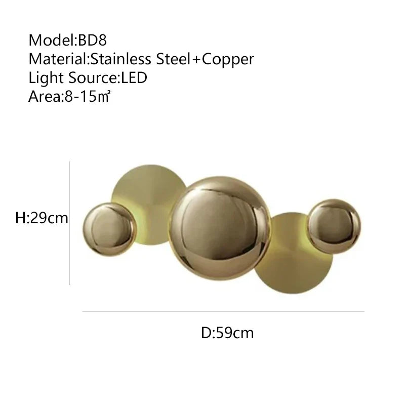 Lámparas de aplique de pared grandes de metal dorado Decorbites™ LED modernas de lujo para decoración del hogar
