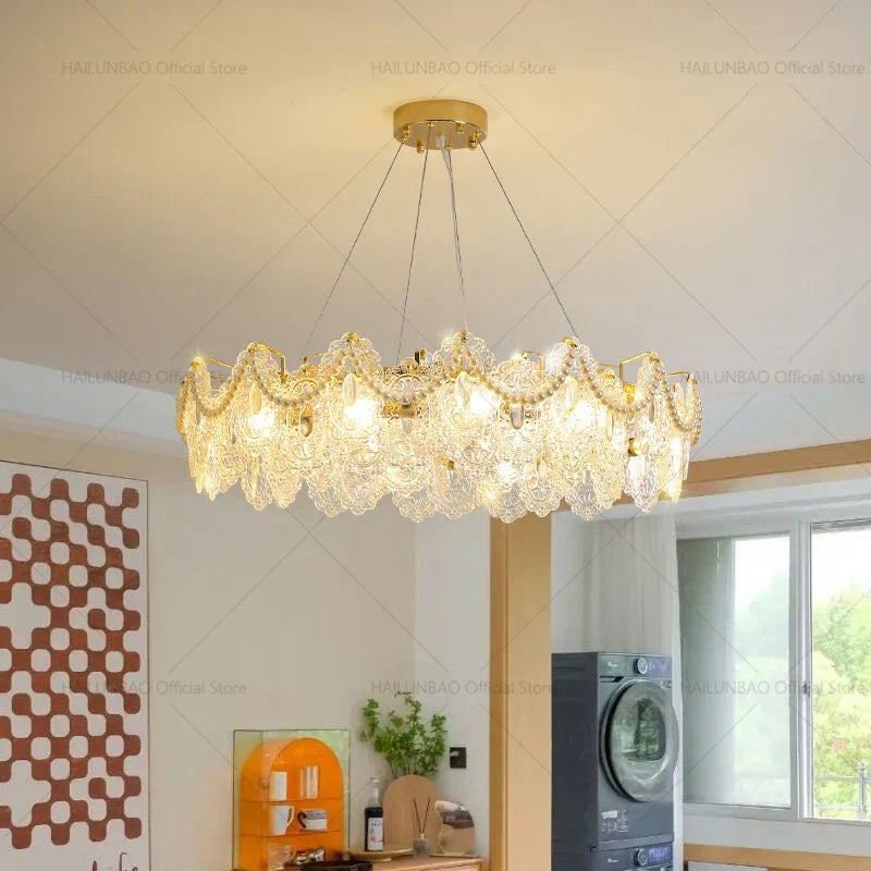 DecorBites™ Glass Chandelier: French Light Luxury Living Room Dining Room Lamps