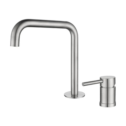 DecorBites™ Brushed Stainless Steel Bathroom Faucet - Deck Mounted Basin Mixer Tap