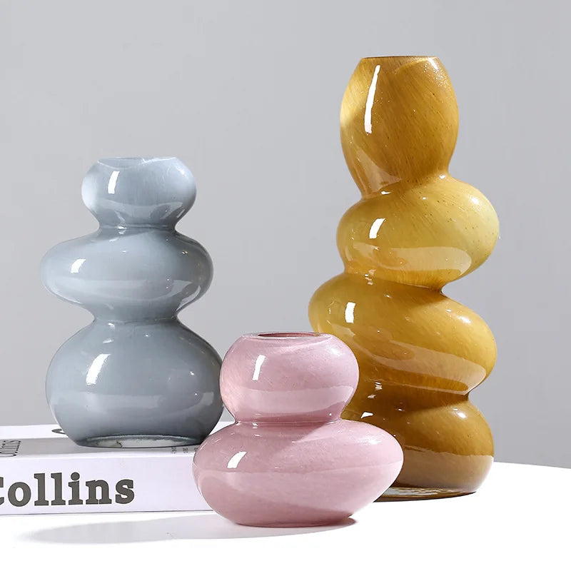 DecorBites™ Jarrón de vidrio geométrico apilable para terrario, decoración del hogar, soporte para arreglos florales