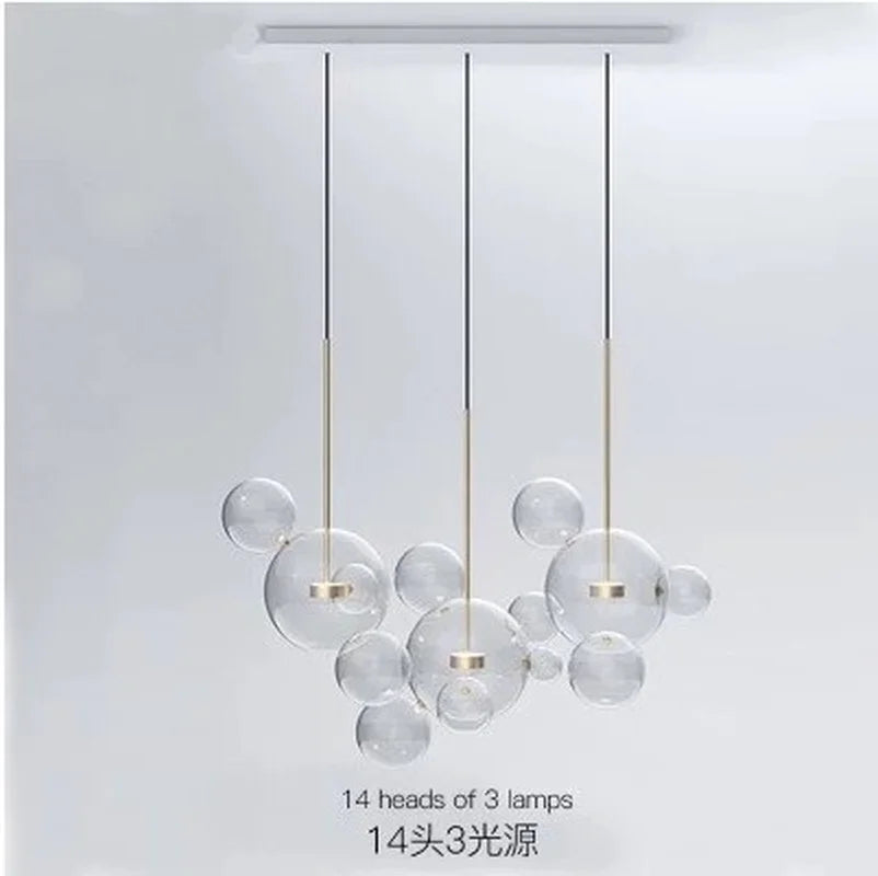 DecorBites™ Glass Chandelier: Nordic-Italian LED Pendant Light for Living & Dining Room