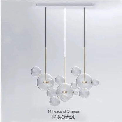 DecorBites™ Glass Chandelier: Nordic-Italian LED Pendant Light for Living & Dining Room