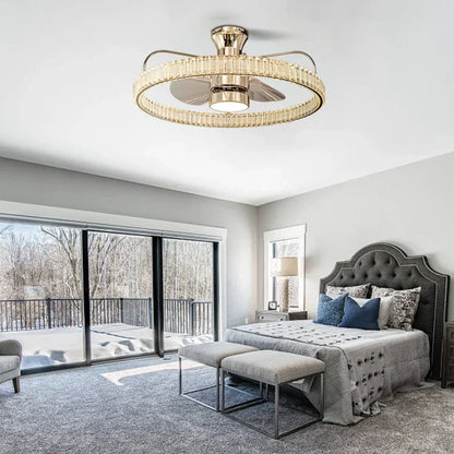 DecorBites™ Crystal Luxury Ceiling Fan Light with Invisible Blades & Remote Control