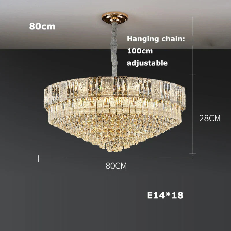 DecorBites™ K9 Crystal Gold Chandelier Lighting for Living Room