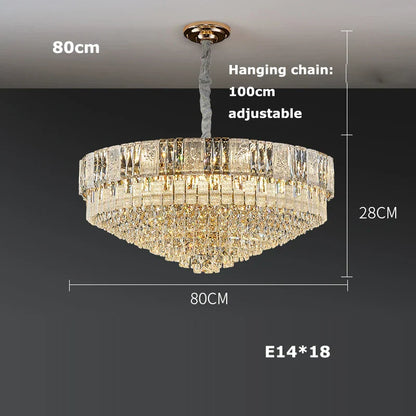 DecorBites™ K9 Crystal Gold Chandelier Lighting for Living Room