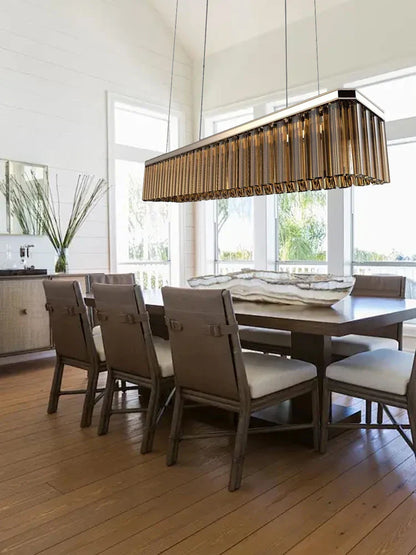 DecorBites™ Amber Glass Ceiling Chandelier for Dining Table - Big Hanging Lamps Home Fixture