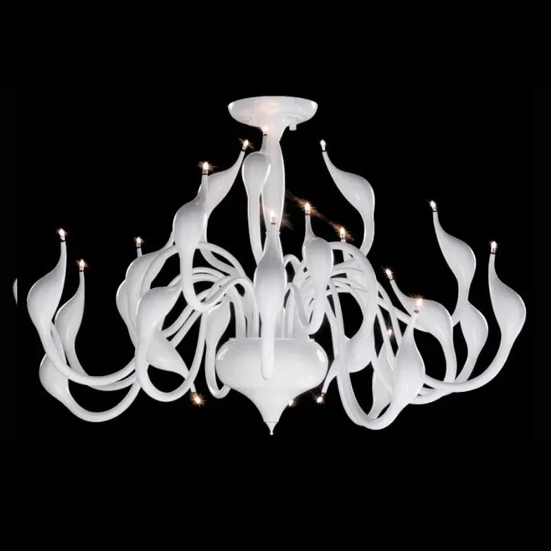 DecorBites™ Iron Swan Pendant Lamp | Nordic LED Chandelier for Home Decor