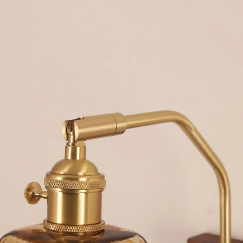 DecorBites™ LED Glass & Wood Wall Lamp with Pull Chain Switch for Living Room Bedroom Mirror