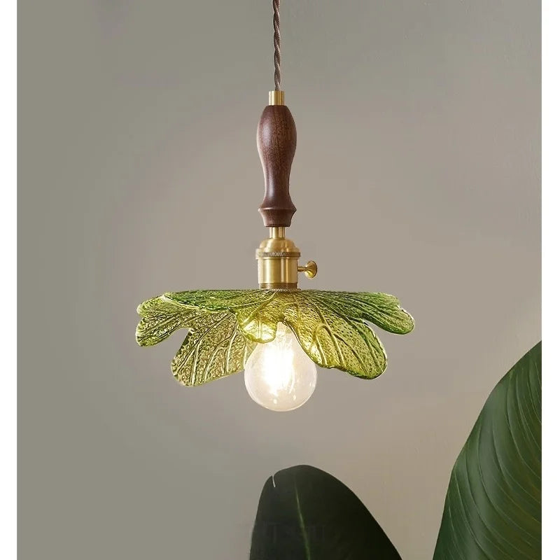 ديكوربايتس™ مصباح LED معلق من النحاس والخشب والزجاج - تصميم فرنسي بسيط لديكور المنزل