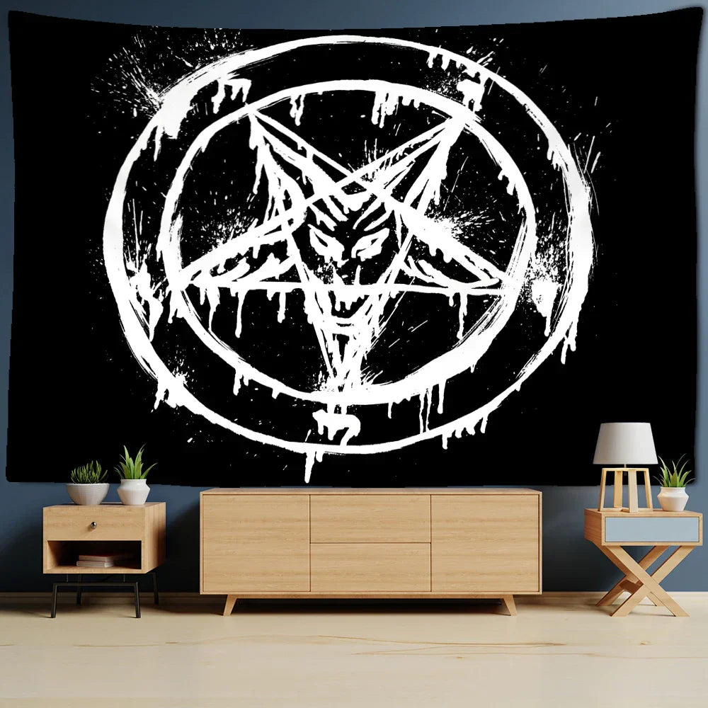 Decobites Pentagram Psychedelic Tapestry Wall Hanging for Home Decor