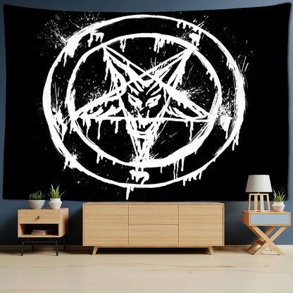 Decobites Pentagram Psychedelic Tapestry Wall Hanging for Home Decor