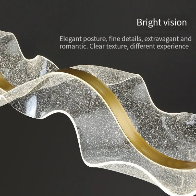 DecorBites™ Gold Wave Design Acrylic Pendant Light Chandelier for Living Room & Kitchen