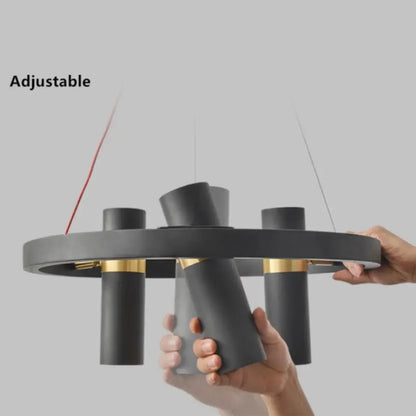 DecorBites™ مصباح LED دائري معدني أسود لغرفة المعيشة وغرفة الطعام والمطبخ وديكور البار