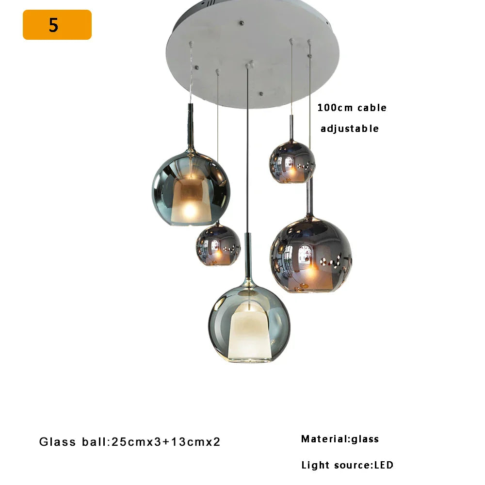 DecorBites™ Glass Ball Pendant Lights: Italian Designer Hanging Lamp for Dining Room, Kitchen Island