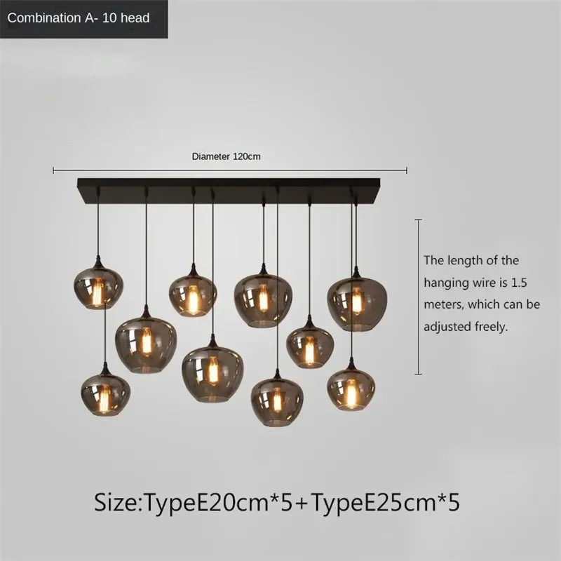 DecorBites™ LED Glass Pendant Chandelier for Kitchen Dining Bar Décor