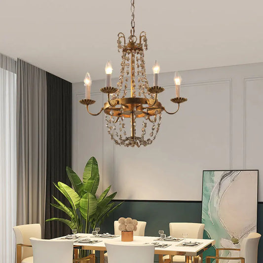 DecorBites™ Crystal Chandelier: Elegant Iron Art Pendant for Dining Room, Living Room, and More