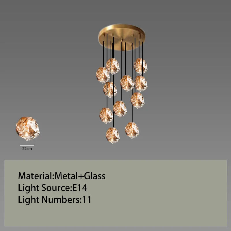 DecorBites™ Glass LED Chandelier for Ceiling Suspension in Postmodern Style