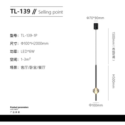 Lámparas colgantes de cristal DecorBites™ para dormitorio, iluminación LED moderna y minimalista para interiores