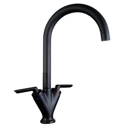 DecorBites™ Double Handle Kitchen Sink Mixer Tap, Round Swivel Faucet