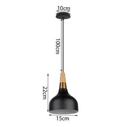 Black Wood Industrial Pendant Light