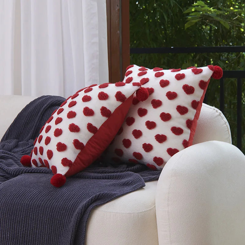 Juego de Fundas de Cojín Bordadas en Forma de Corazón Decorbites™ - Decoración de Simplicidad Nórdica para Sofá