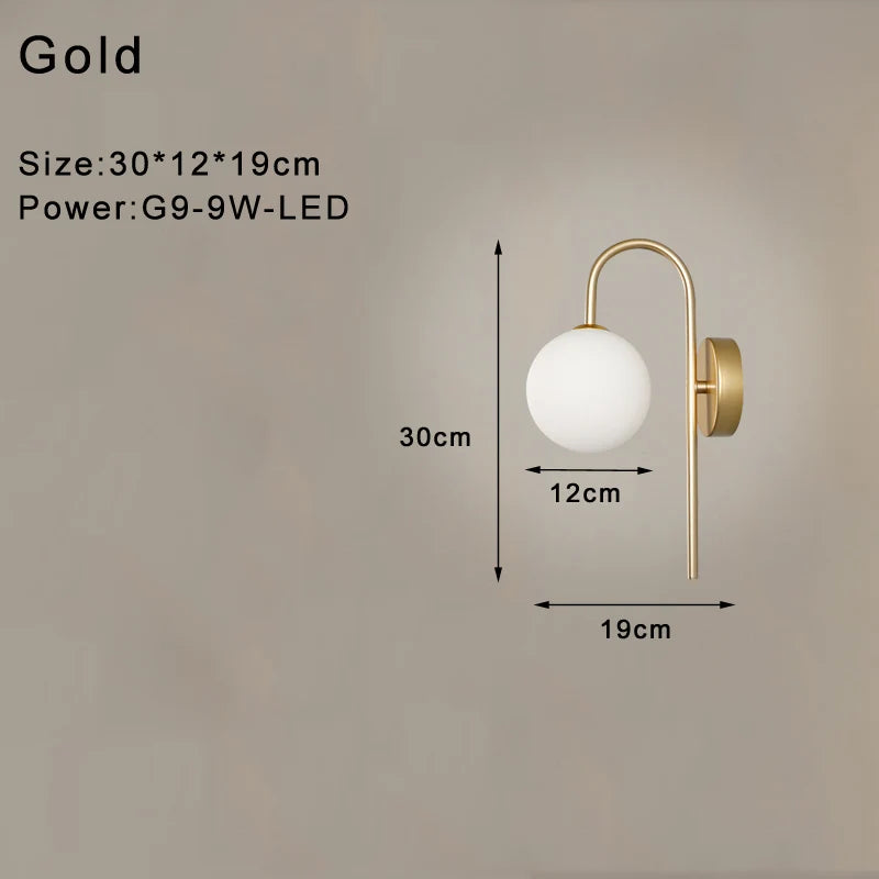 DecorBites™ Frosted Glass Ball LED Wall Lamp for Bedroom and Corridor