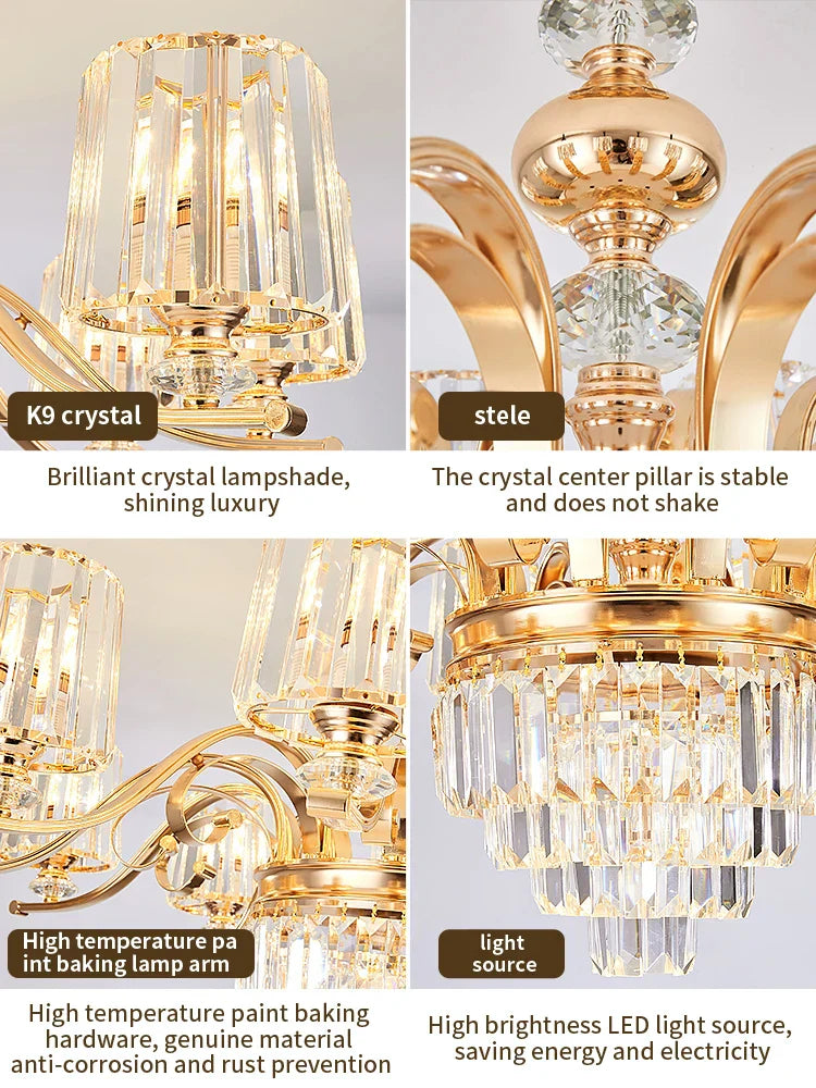 DecorBites™ Elegant Crystal Chandelier for Living and Dining Room Lighting