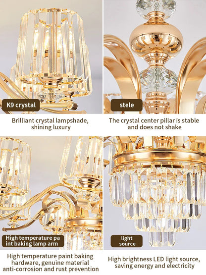 DecorBites™ Elegant Crystal Chandelier for Living and Dining Room Lighting