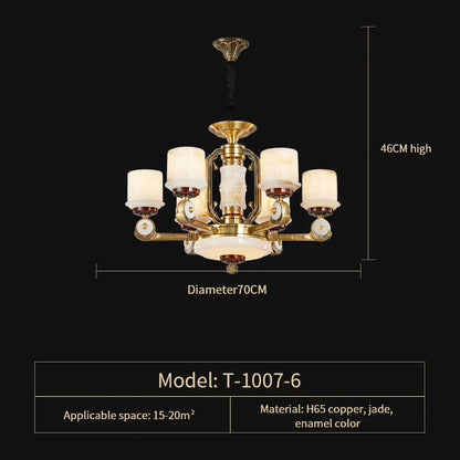 ثريا ديكوربايتس™ المصنوعة بالكامل من النحاس واليشم، على الطراز الصيني الحديث لغرفة المعيشة وغرفة النوم وغرفة الطعام.