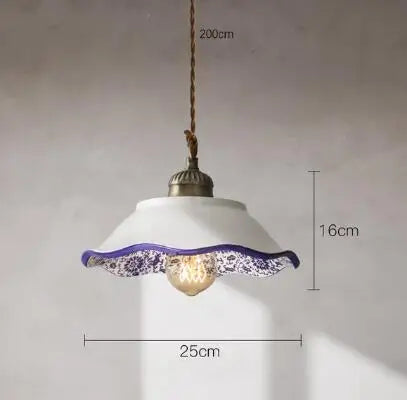 مصباح معلق زجاجي أزرق من DecorBites™ لغرفة النوم وغرفة الطعام وغرفة المعيشة