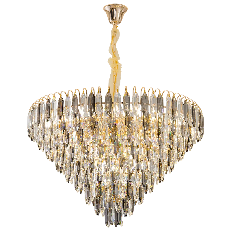 DecorBites™ Crystal Chandelier: Modern Luxury Round Main Lamp for Living Room & Staircase