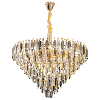 DecorBites™ Crystal Chandelier: Modern Luxury Round Main Lamp for Living Room & Staircase