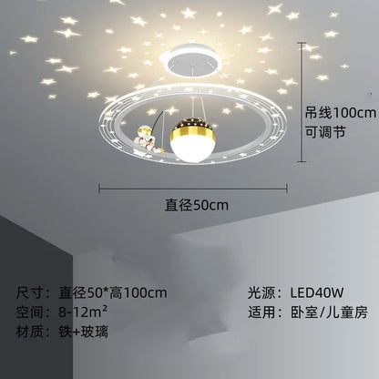 DecorBites™ Astronaut LED Chandeliers: Remote-controlled Ceiling Pendant for Children's Room, Boy's Study, Nursery