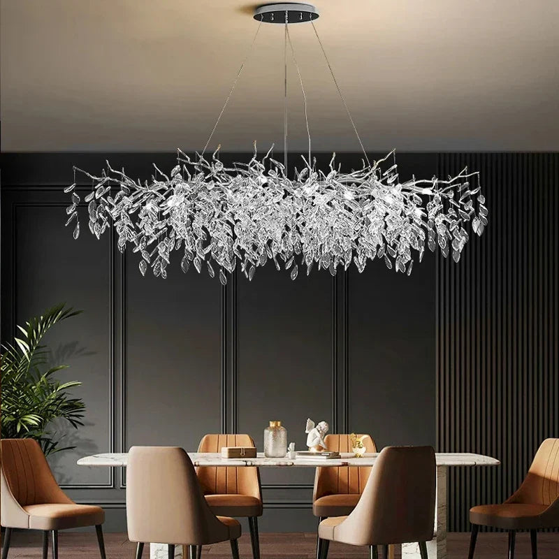 Modern Silver Crystal Chain Pendant Chandelier