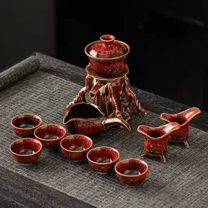 DecorBites™ Dragon Teapot & Magnetic Rotating Tea Set, Chinese Kung Fu Teaware