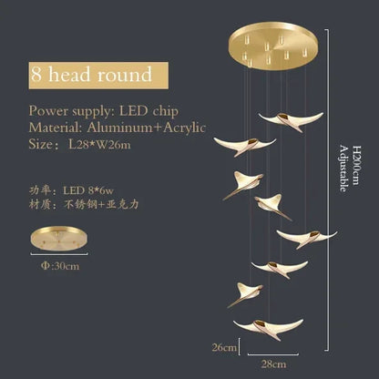 DecorBites™ Dolphin Pendant Chandelier: Luxe Staircase & Lobby Décor for Hotel, Mall & Home