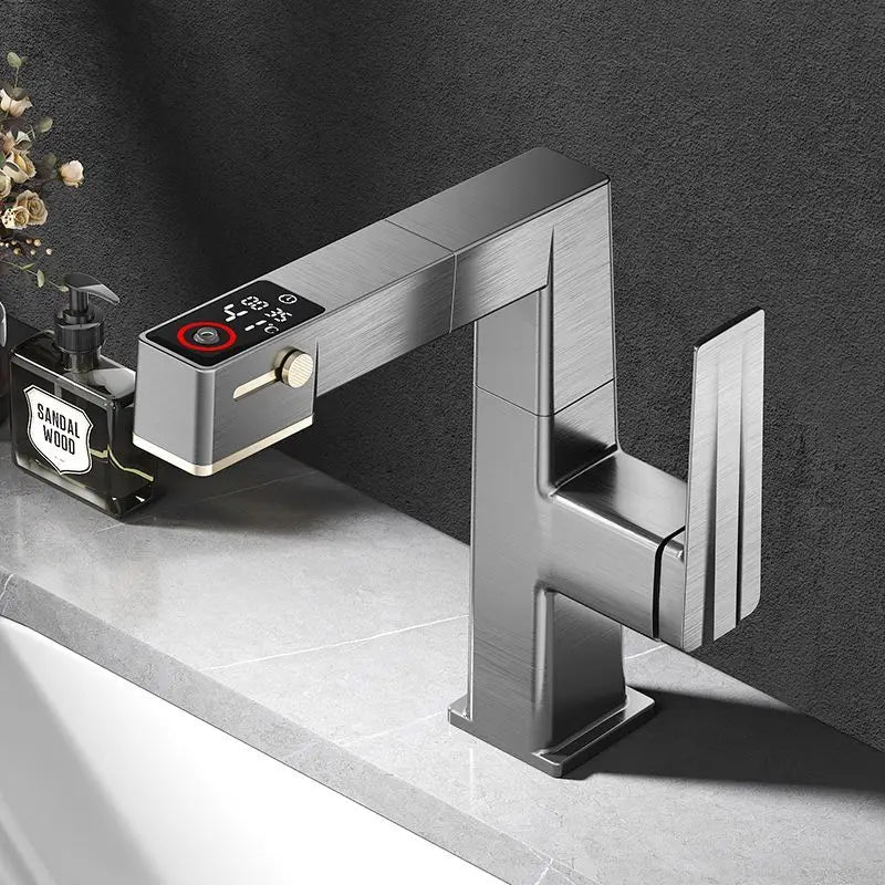 DecorBites™ LED Basin Faucet Pull Out Mixer Tap Hot Cold Water Bathroom Sink Vanity