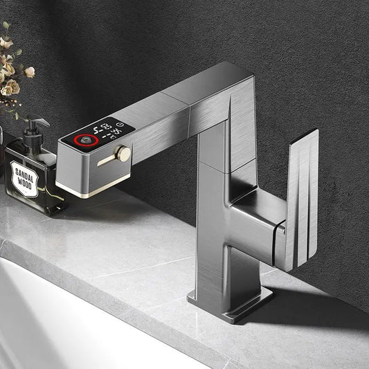 DecorBites™ LED Basin Faucet Pull Out Mixer Tap Hot Cold Water Bathroom Sink Vanity